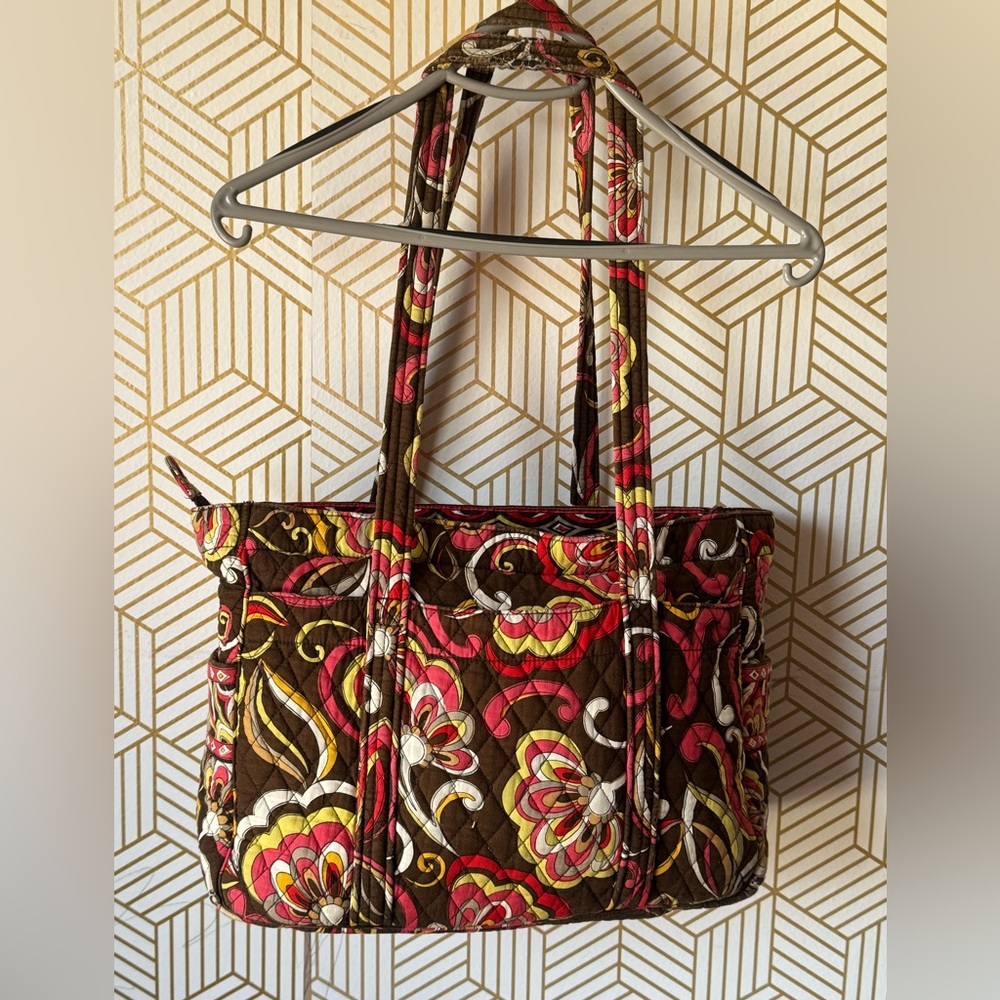 Vera Bradley brown floral quilted shoulder bag